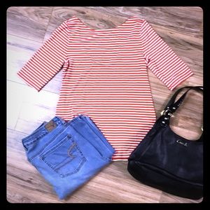 Old navy red and white striped shirt scoop back